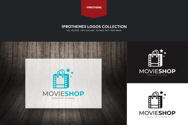 数字电影商店品牌Logo设计素材库精选模板 Movie Shop Logo Template