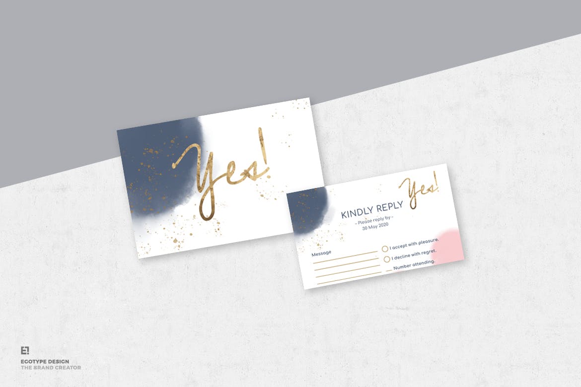 淡水彩艺术婚礼邀请设计素材包v1 Wedding Invitation Set插图(4)