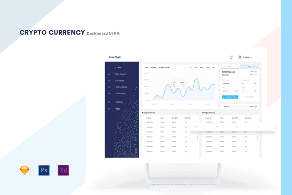 素材库下午茶：区块链技术管理后台UI KIT下载[PSD,Sketch,XD]