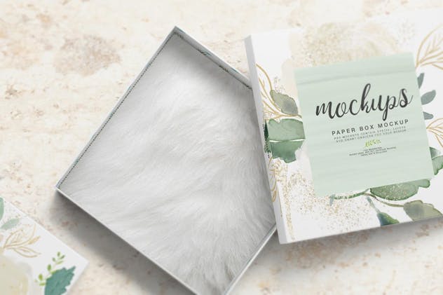 高端方形纸制首饰盒样机 Square Paper Jewelry Box Mockup插图(2)