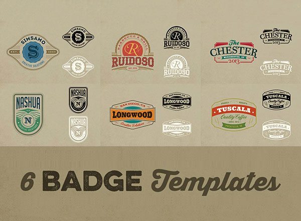 一组徽标及Logo设计模板 6 Badge or Logo Templates