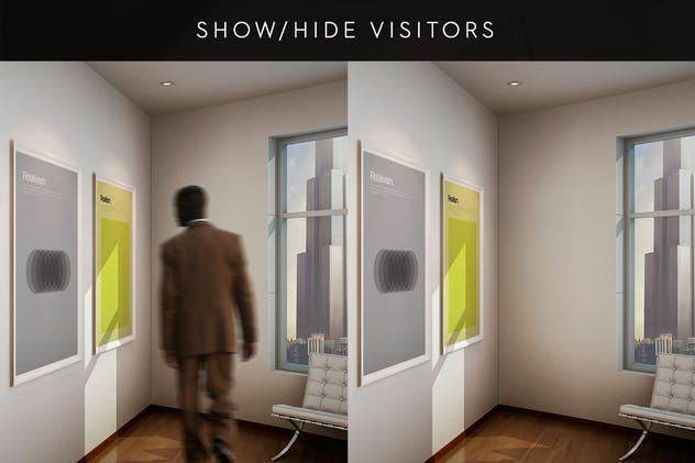 博物馆展厅室内画廊样机模型1 Gallery Mockup 1插图(1)