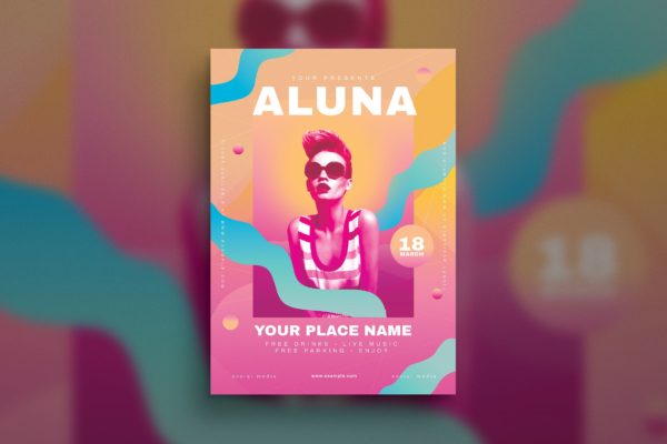 美女DJ人物海报PSD素材素材库精选模板 Female Dj Flyer