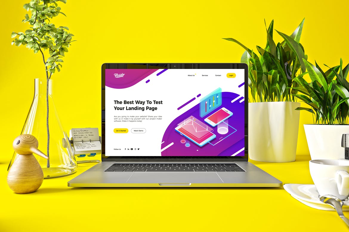 时尚高端渐变绚丽色彩的MacBook Pro UI样机展示模型mockups插图(5)