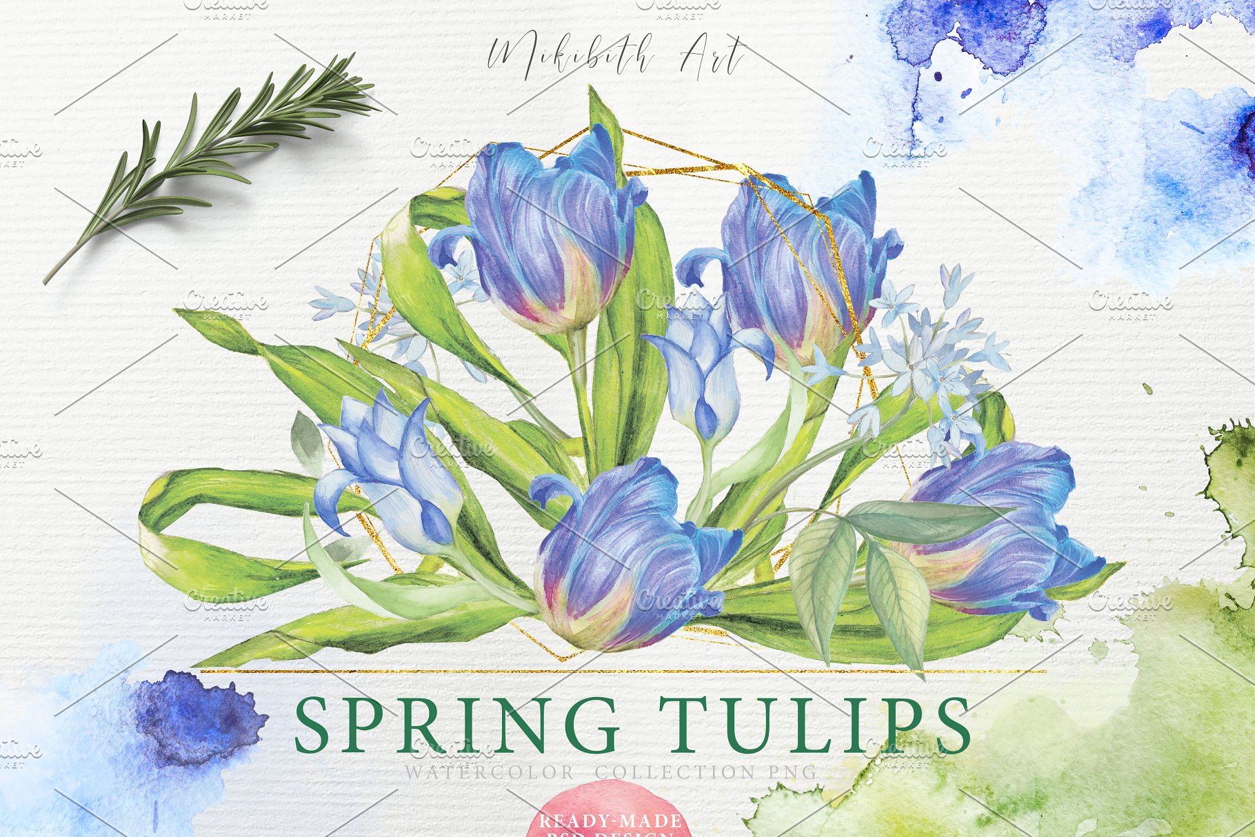 春季郁金香剪贴画 SPRING TULIPS插图(1)