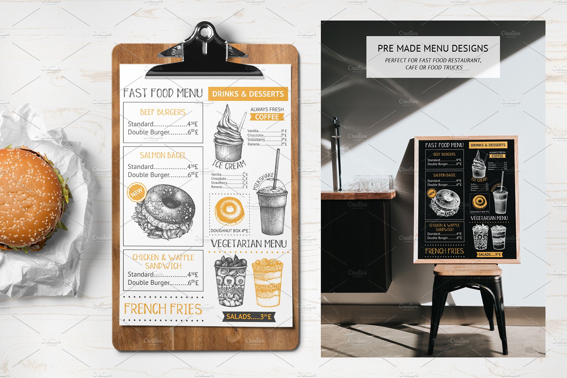 快餐食品矢量图形 Vector Fast Food Collection插图