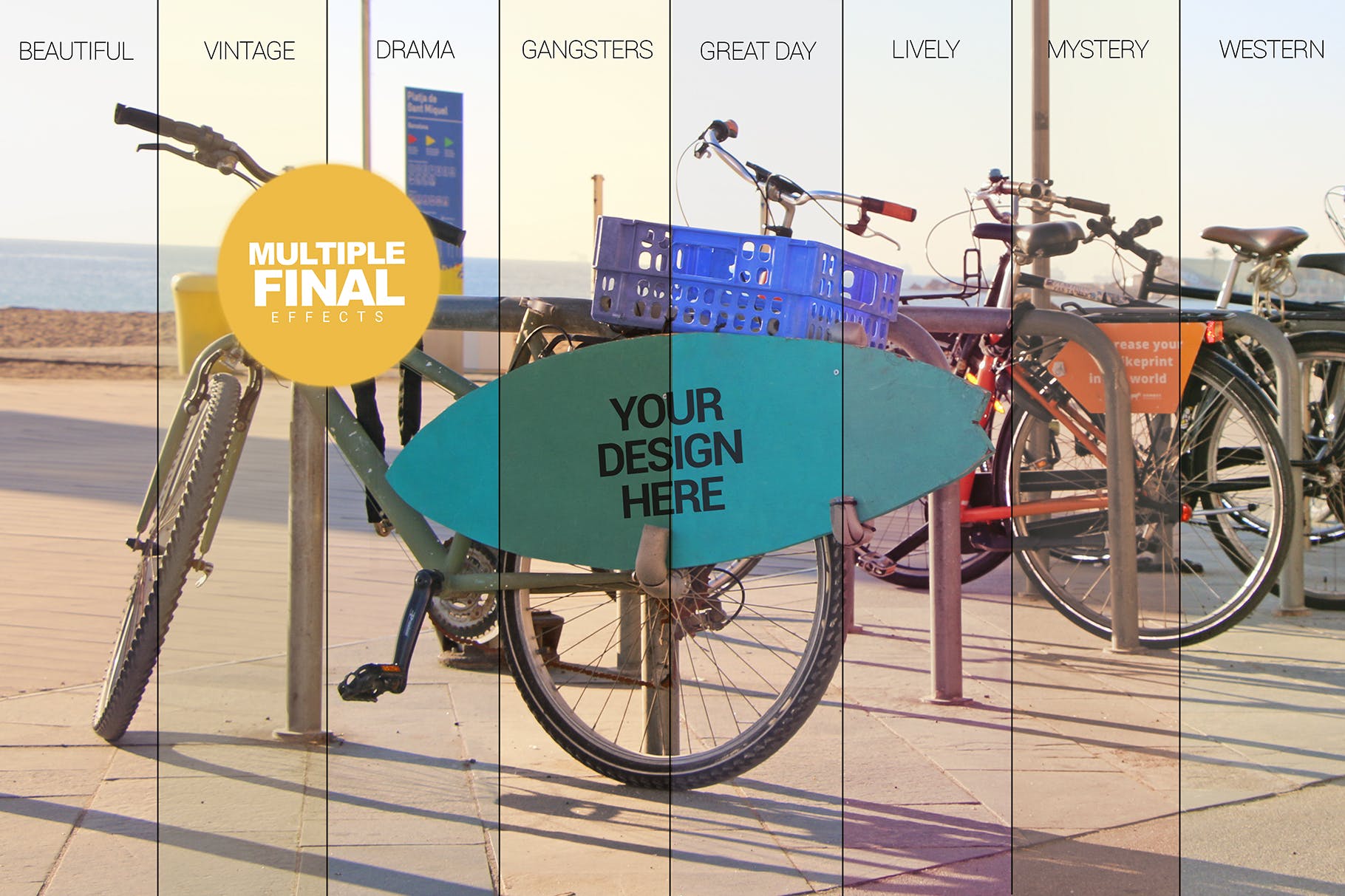 城市冲浪板标志告示牌设计样机模板 Surf Sign Mockup插图(4)