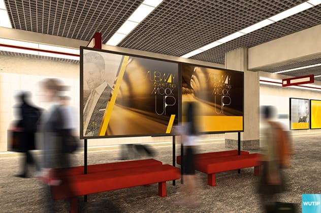 地铁海报广告牌灯箱广告牌样机模板 Subway Advertising Mockups插图(12)