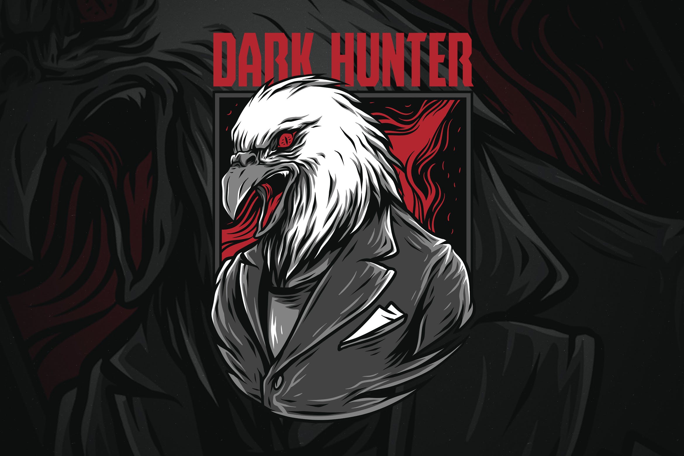 黑暗猎鹰潮牌T恤印花图案素材库精选设计素材 Dark Hunter插图