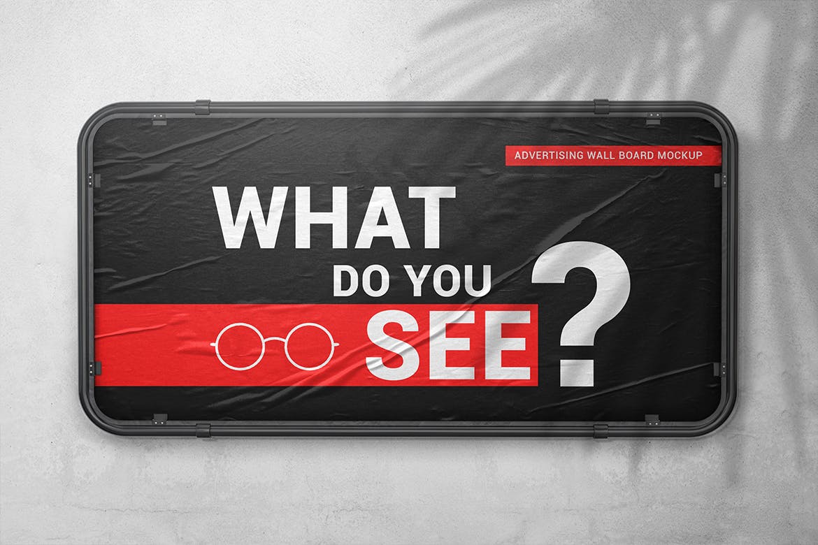 广告橱窗设计效果图样机模板 Advertising Wall Board Mockup插图(1)