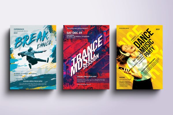 泼墨设计风格活动海报设计模板素材包v2 Party Flyers &amp; Poster Bundle v2