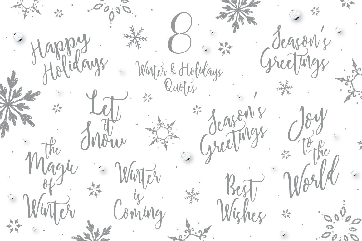 雪花之吻冬季主题手绘图案背景素材 UPDATED+ Snowflakes Winter Kisses插图(3)