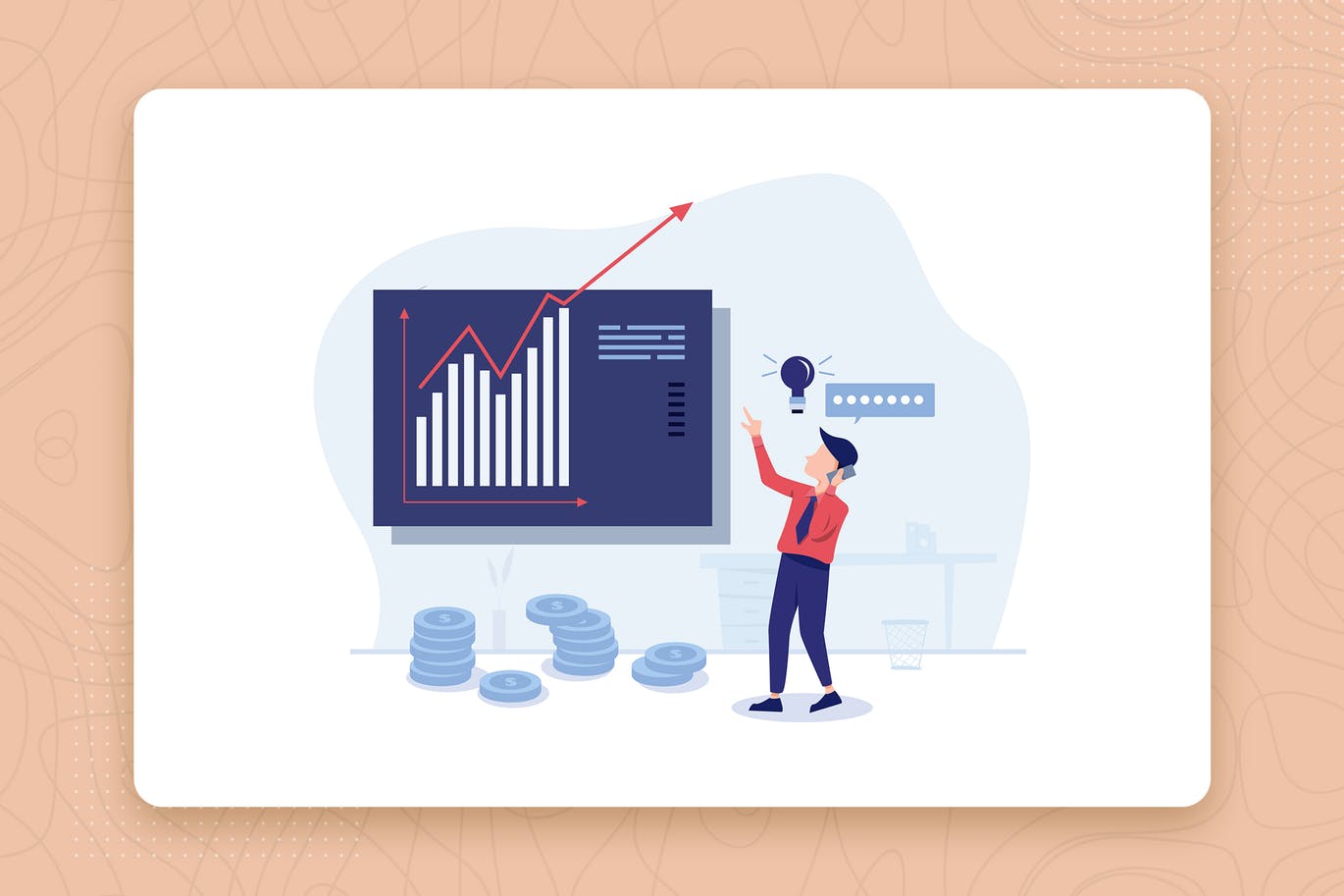 业务增长主题扁平设计风格矢量概念插画 Increase Revenue flat vector illustration concept插图