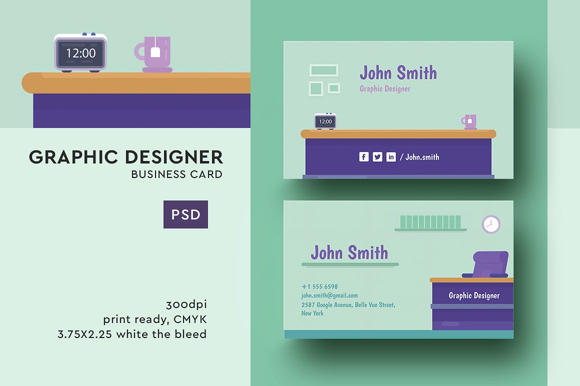 个性的时尚简约设计师名片设计模板插图