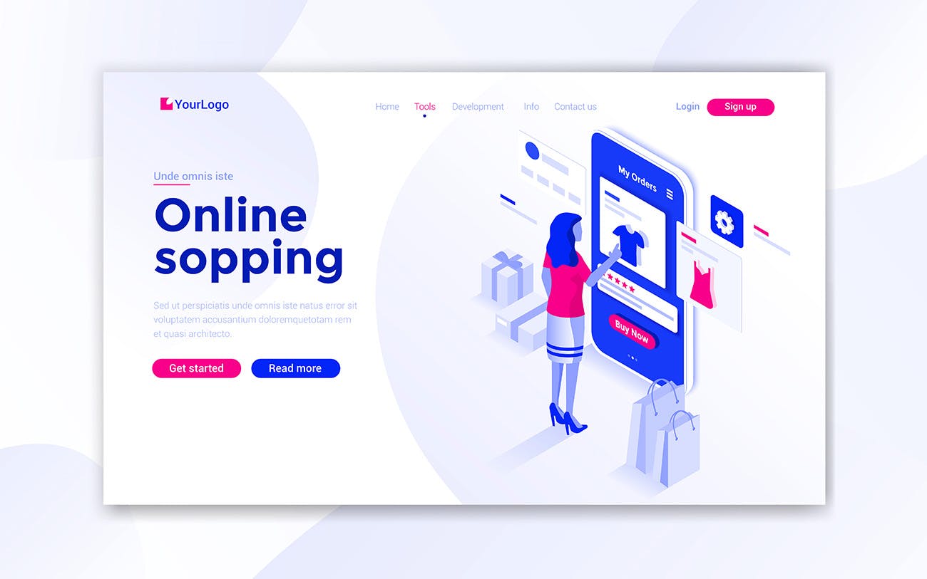 现代信息科技概念插画网站着陆页设计模板大合集 Landing page template on various topics插图(6)