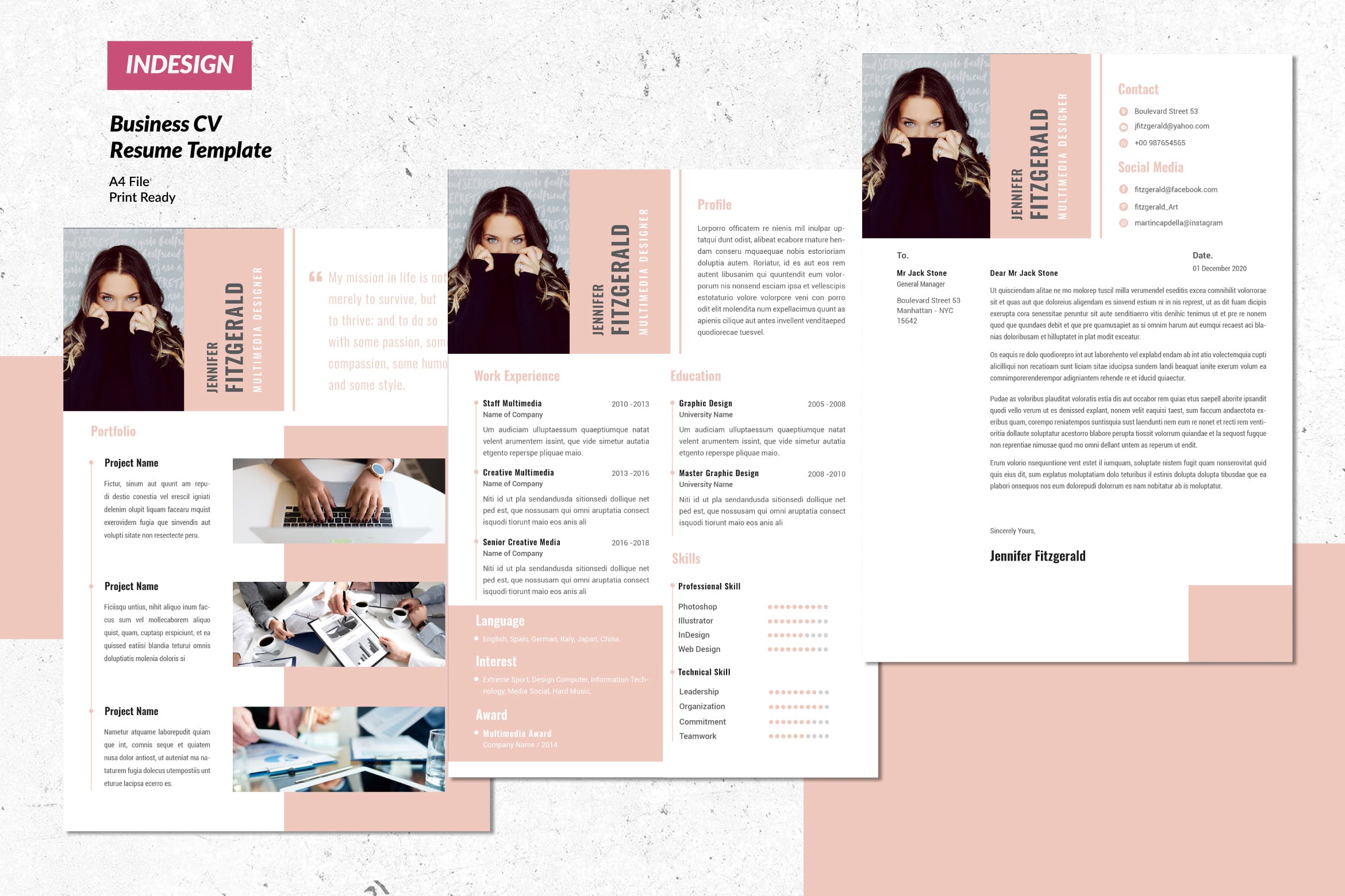 多项目经验个人履历表简历表设计模板v13 Multimedia Creative Resume Vol.13插图