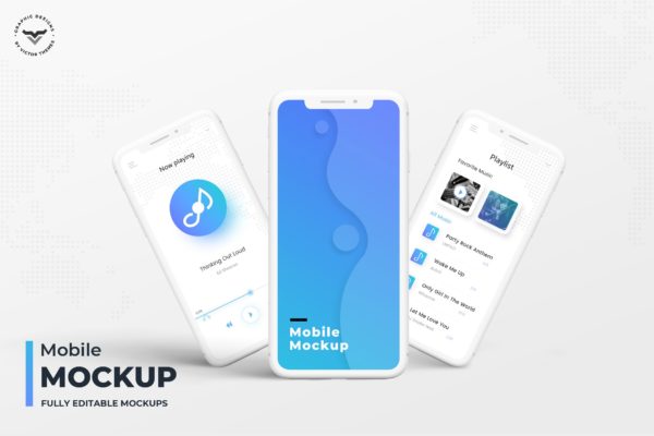 齐刘海iPhone智能手机屏幕演示素材库精选样机模板 Mobile Mockups