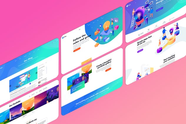 设计师必备等距iMac电脑网页设计展示样机套装 Isometric iMas Website Mockup插图(6)