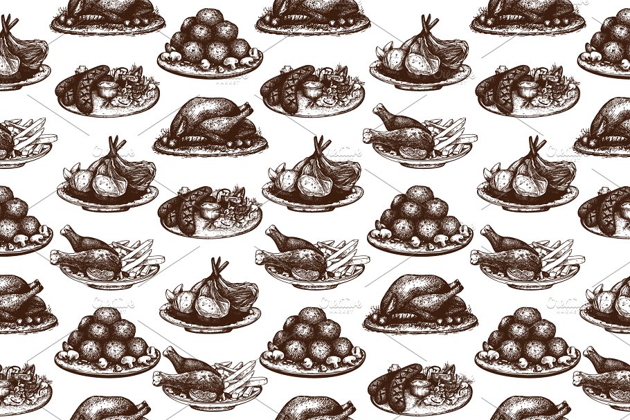复古风格肉类菜肴设计菜单 Vintage Meat Dishes Design Menu插图(6)