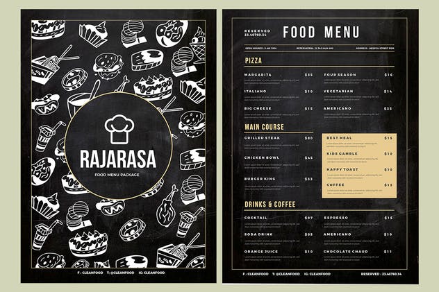 极简主义意大利餐厅菜单模板 Clean Food Menu插图(2)