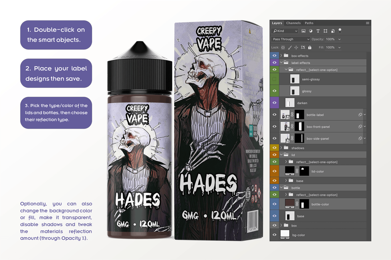 120ml容量装电子烟油瓶外观设计预览样机模板 eLiquid Bottle Mockup v 120ml-C插图(6)