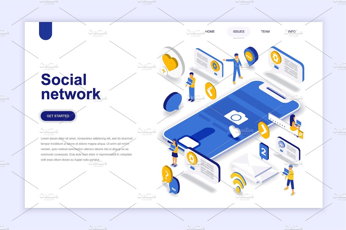 现代扁平设计网站着陆页等距概念插图集 Landing Page Templates插图(5)