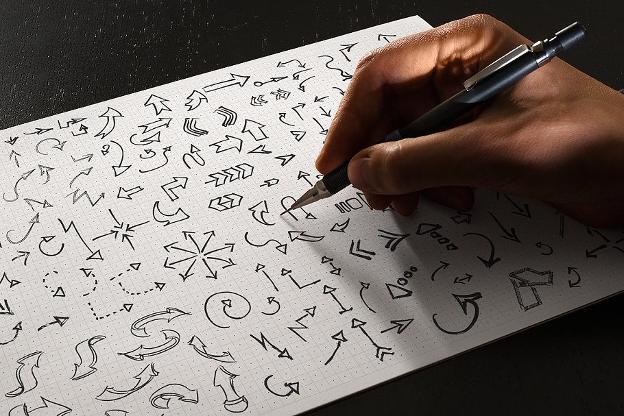 150款手绘箭头图形素材 150 Hand Drawn Vector Arrows插图(2)