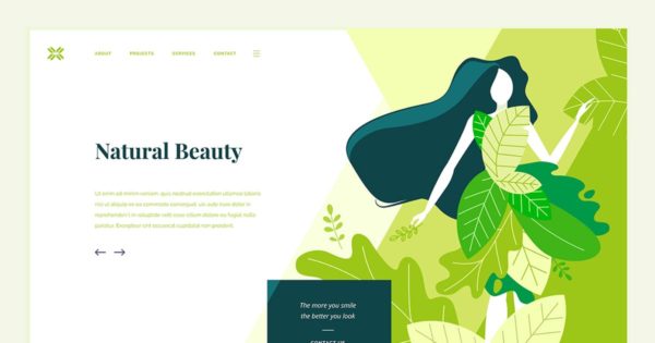 女性护肤品品牌网站设计概念插画素材 Beauty Web Page Design Template