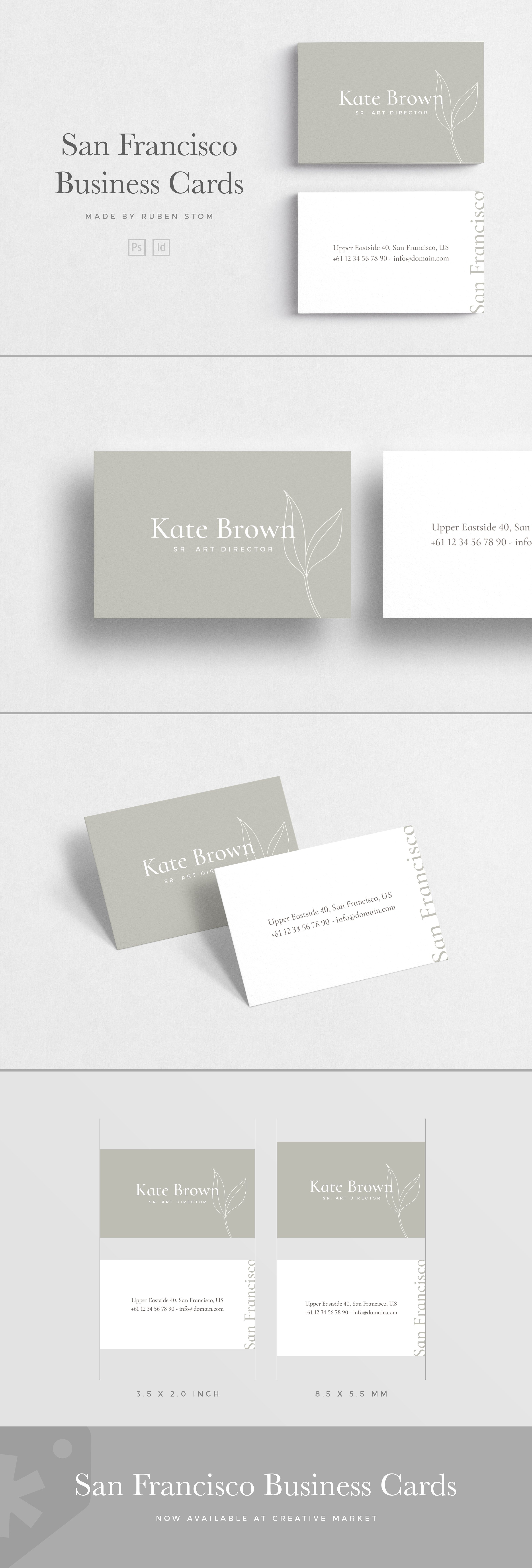 极简主义企业名片设计模板2 San Francisco Business Cards插图