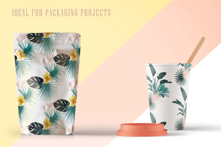 浪漫热带植物水彩图案纹理收藏 Tropical Romance Collection插图(3)