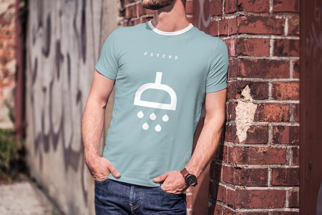 欧美模特T恤上身效果样机模板4 T-Shirt Mock-up 4插图(1)