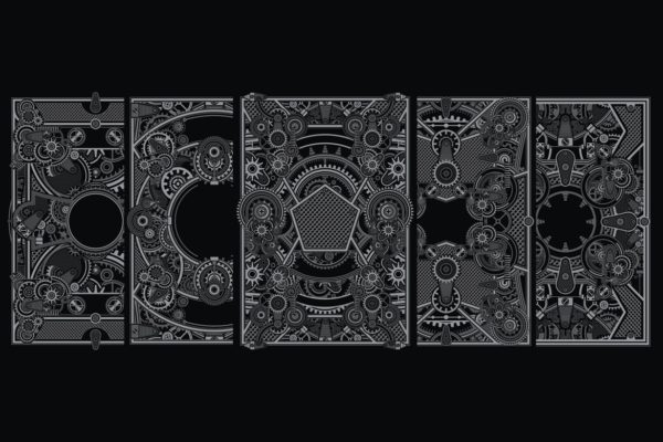 5款机甲设计背景海报PSD素材素材库精选模板 5 mecha poster template chptr 1