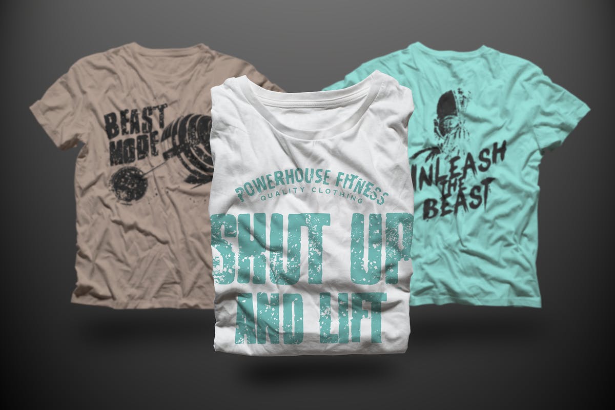 男士印花T恤服装样机模板 T-shirt Mock-up Male Version插图