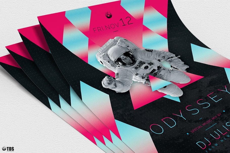 太空旅行主题传单PSD模板 Odyssey Flyer PSD插图(4)