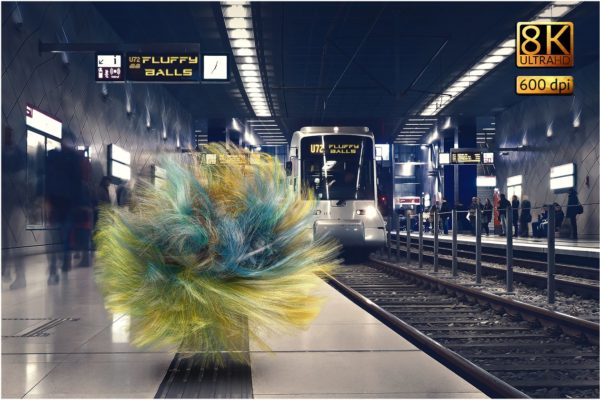 超现实抽象彩色绒毛球叠层背景纹理 Fluffy Balls