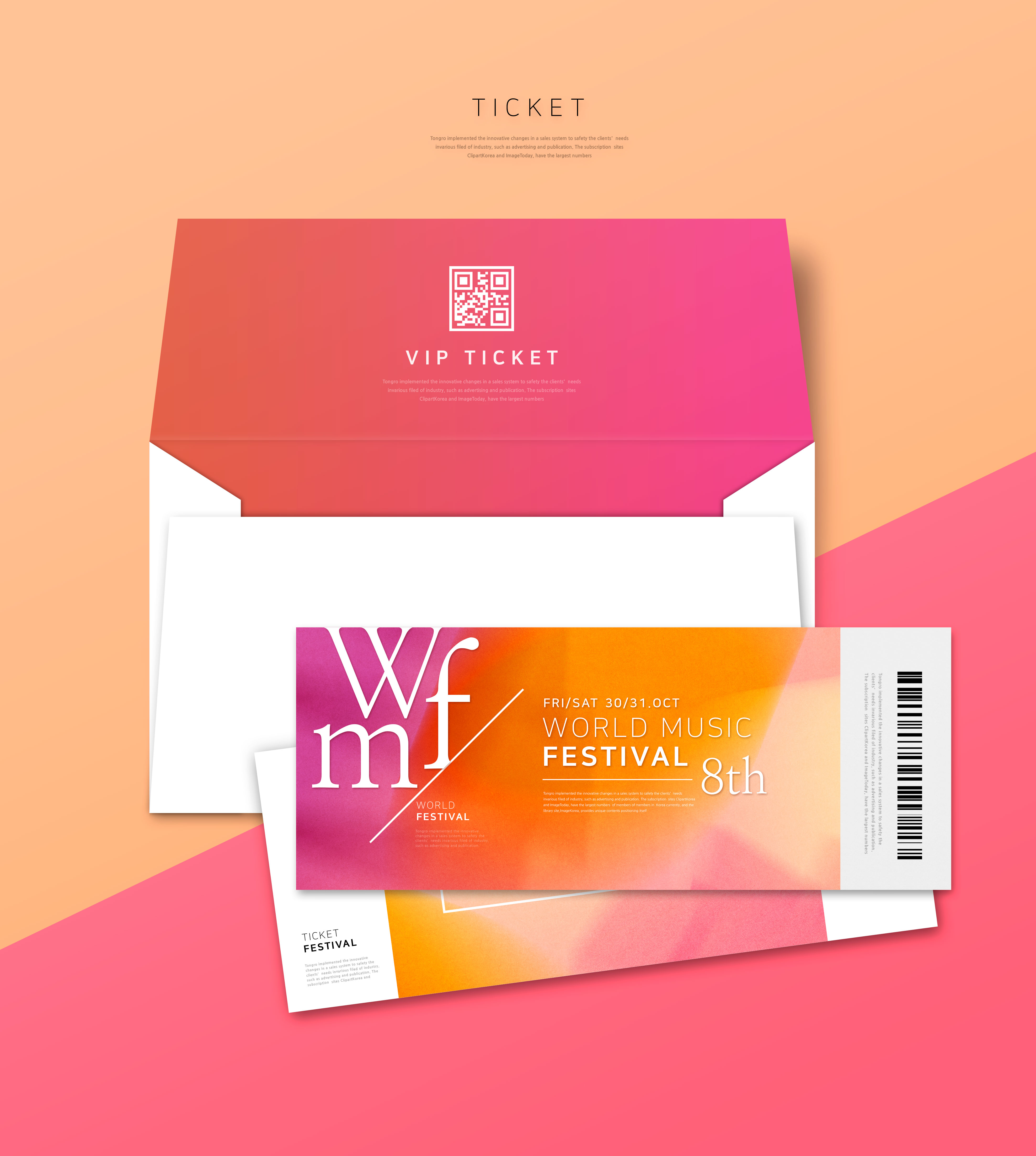 多彩创意的门票/入场券/优惠券/邀请函设计模板套装[PSD]插图(2)