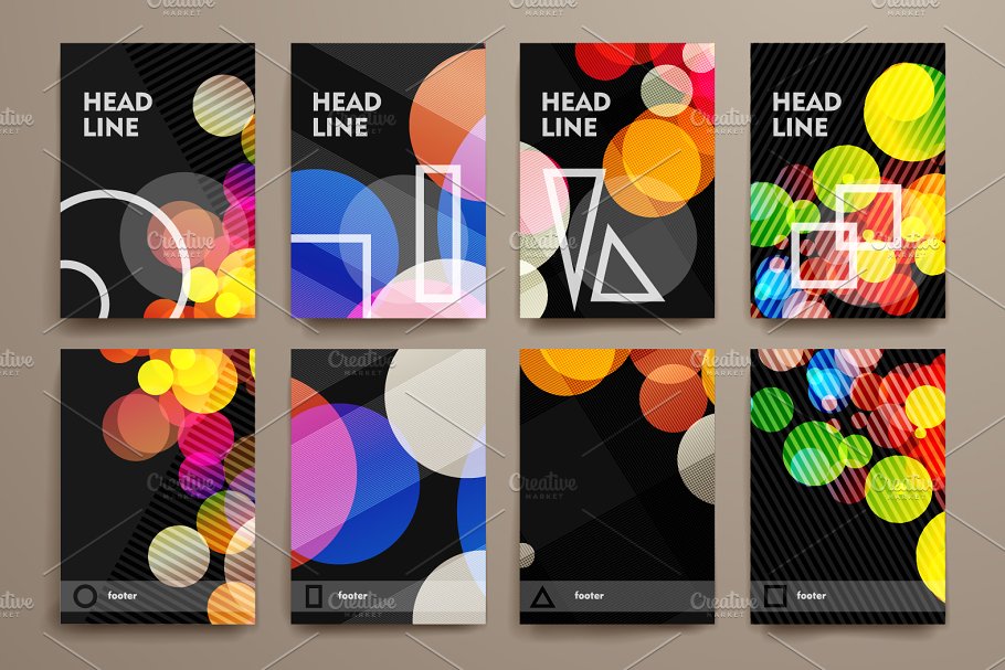 多彩圆形抽象图案小册子 Set of Abstract Brochures插图(2)