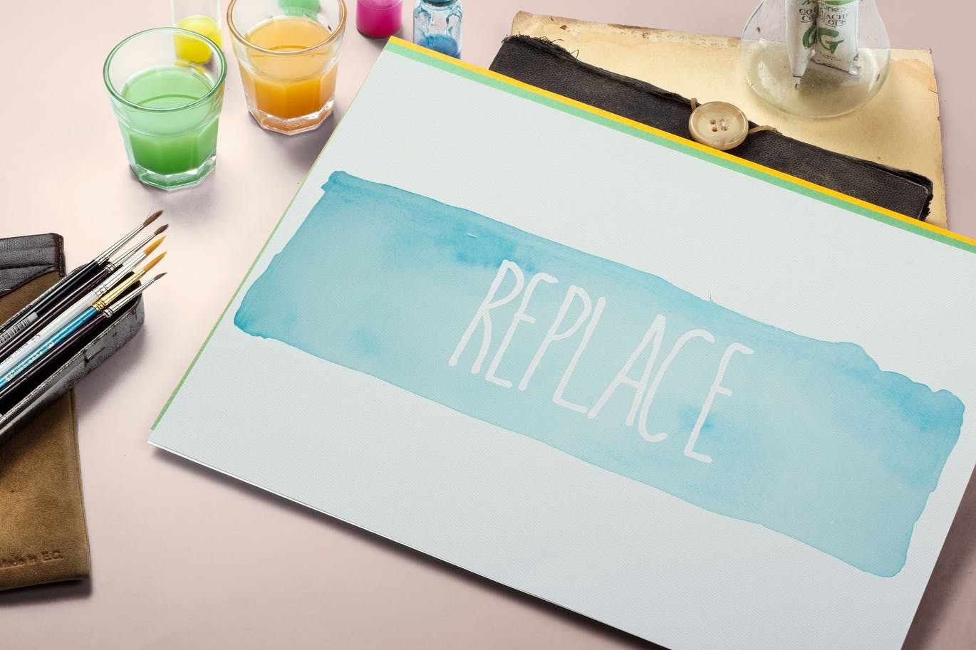 水彩手绘作品欣赏展示样机模板#5 Watercolor Paint Mockup Template #5插图