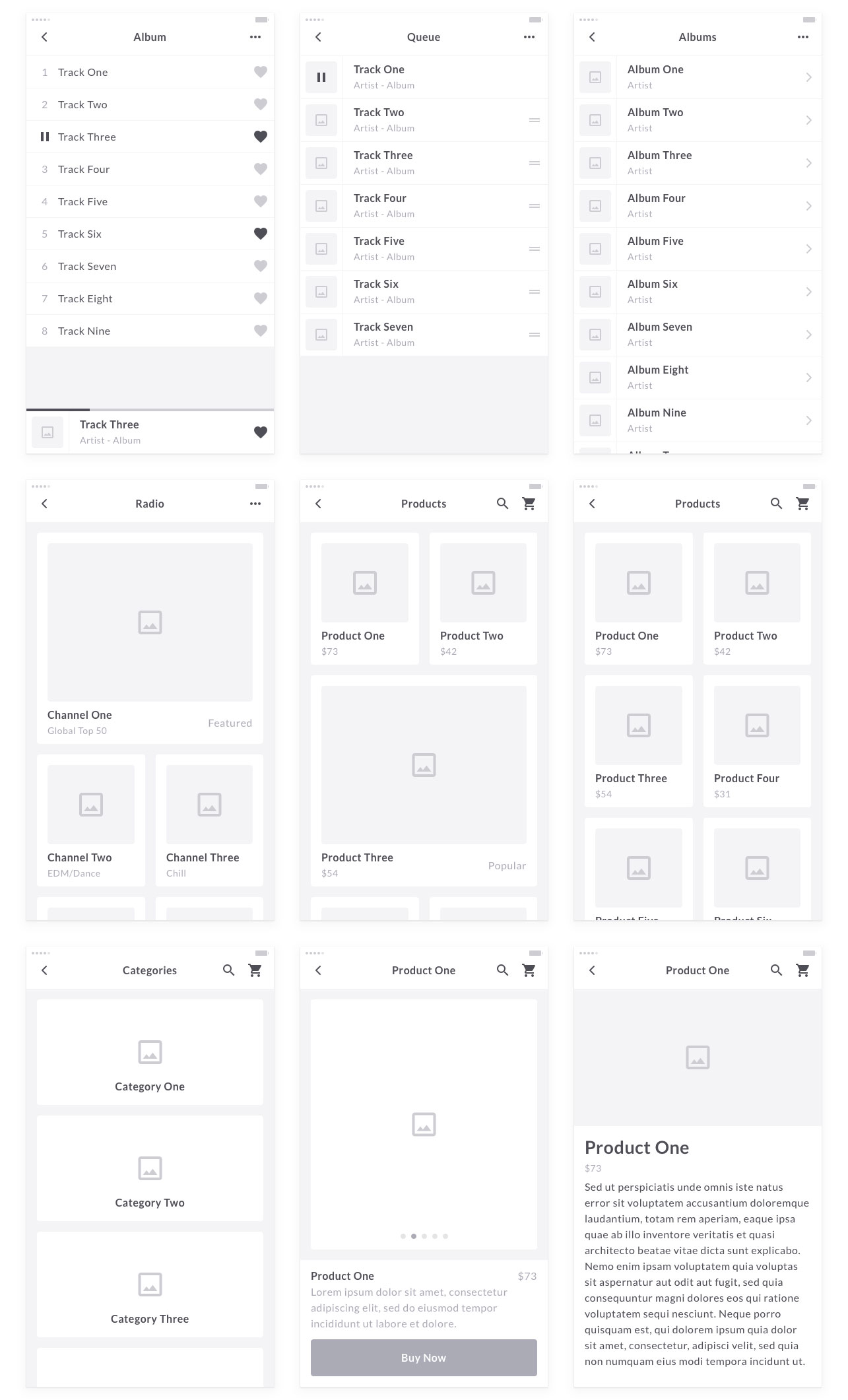 90+手机 APP 界面线框图套件 Mobile Wireframe Kit [AI&Sketch]插图(13)