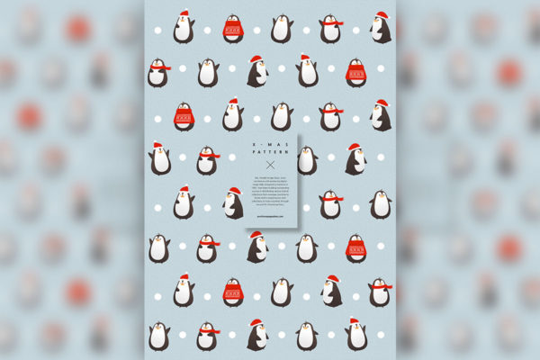 可爱的小企鹅圣诞主题元素图案素材