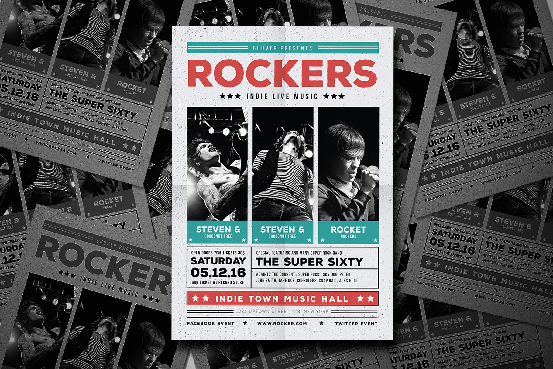 独立摇滚派对音乐会传单模板 Indie Rock Flyer插图