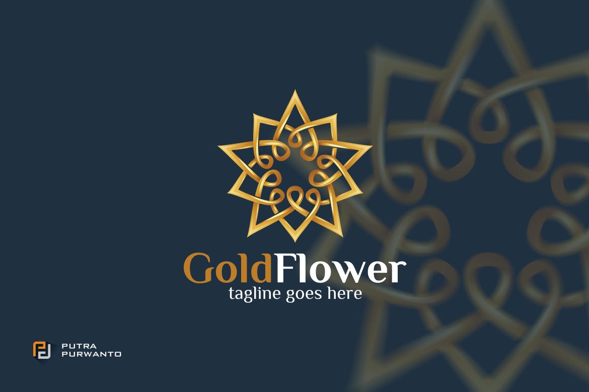 金色花卉几何图形/曼陀罗风格Logo设计素材库精选模板 Gold Flower / Mandala – Logo Template插图(2)