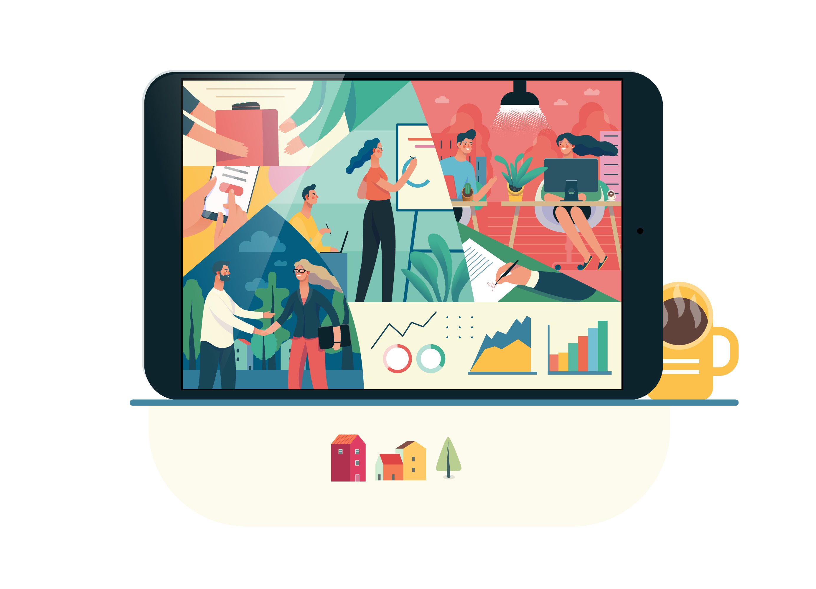 互联网多种商业业务概念扁平化插画下载[Ai]插图(25)