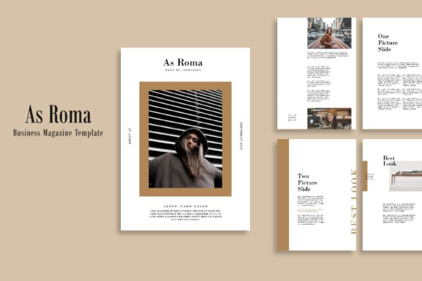 现代商业素材库精选杂志/企业素材库精选杂志版式设计模板 As Roma Business Magazine Template – LS