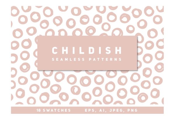 18款儿童涂鸦纹理 18 Childish Seamless Patterns