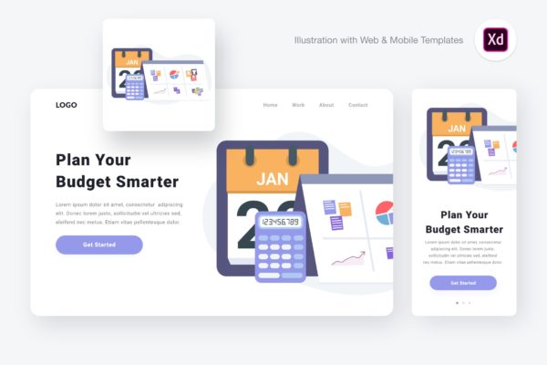 项目预算计划网页设计概念插画[XD&amp;SVG] Planning Budget Illustration (Adobe XD &amp; SVG)