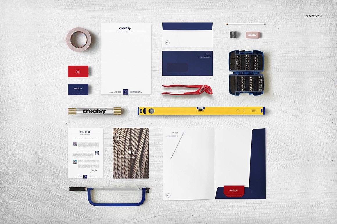 建筑类企业品牌 VI 样机模板 Construction Company Mockup插图(1)