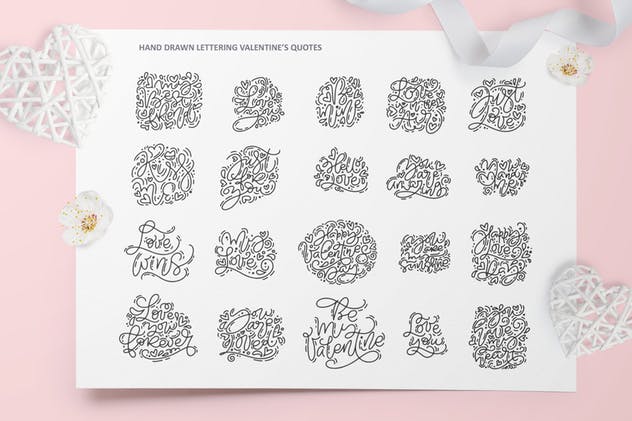 可爱风格情人节设计元素图案素材 Cute Valentines Elements插图(7)