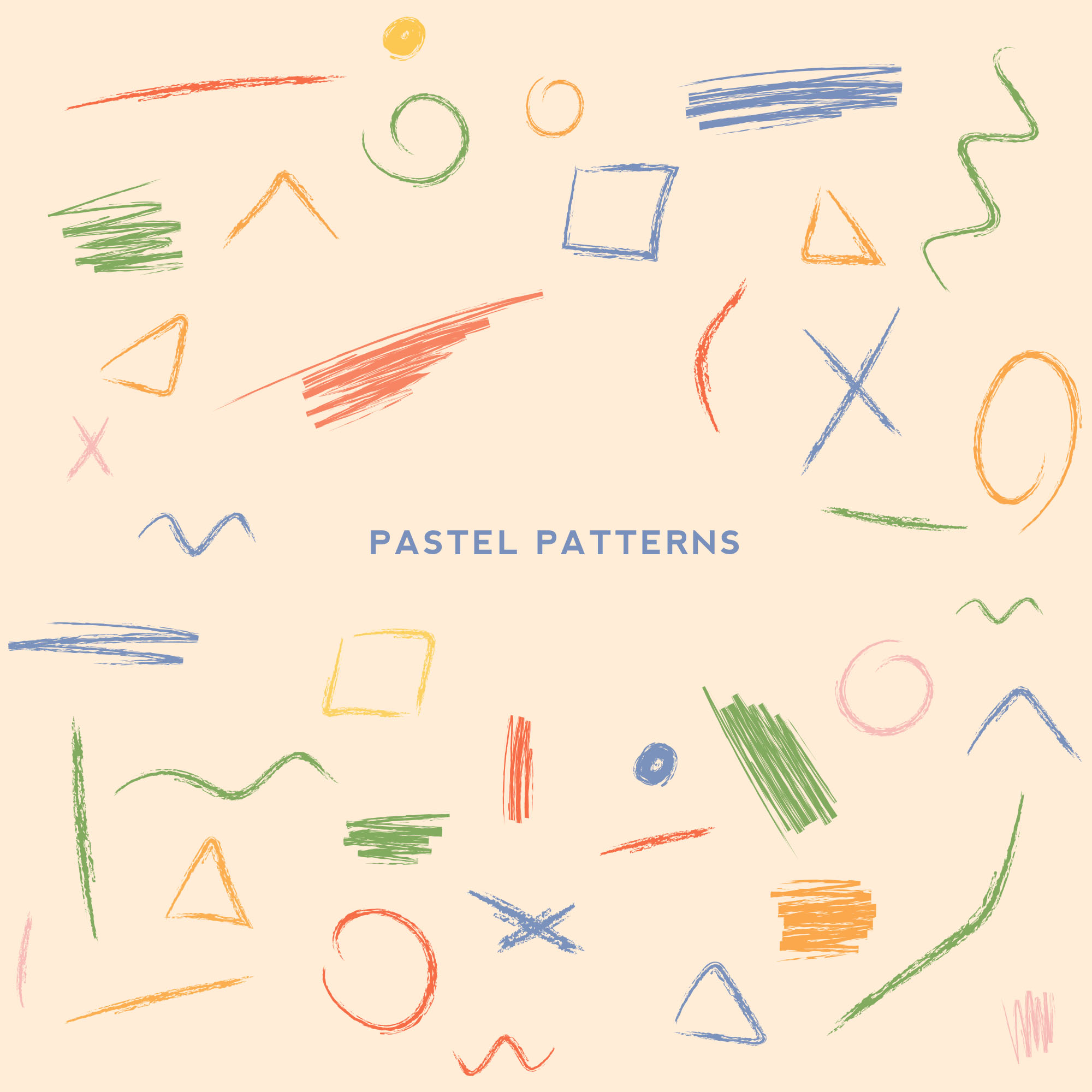 手绘粉笔素描图案背景素材图片 Handmade Pastel Sketches & Patterns插图