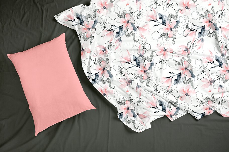 高贵品质的蛇&花卉水彩图案合集插图(3)